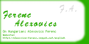 ferenc alexovics business card